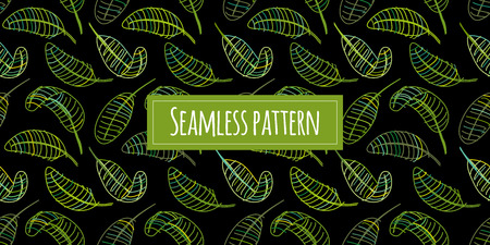 Green leaves, seamless pattern for your design. Vector illustrationのイラスト素材