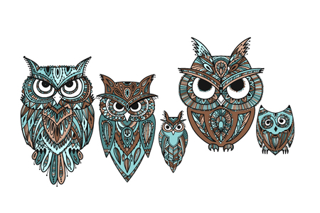 Ornate owl, zenart for your designのイラスト素材