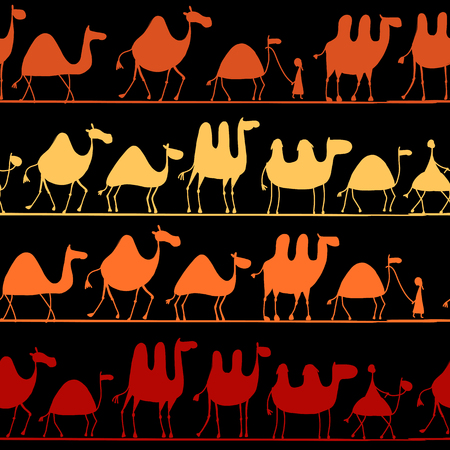 Camels caravan, seamless pattern for your design. Vector illustrationのイラスト素材