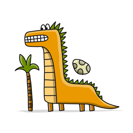 Funny dinosaur, childish style. Sketch for your designのイラスト素材