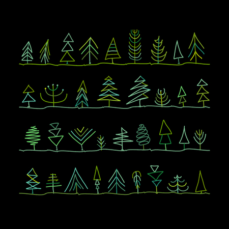 Abstract trees collection. Vector illustration.のイラスト素材