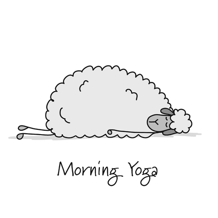 Funny sheep doing yoga, sketch for your designのイラスト素材