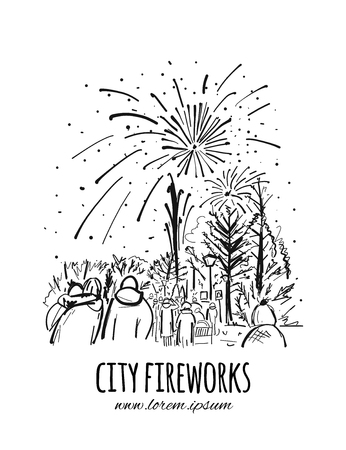 Sketch of city street for your design. Vector illustrationのイラスト素材