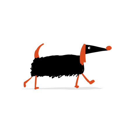Funny dog, sketch for your designのイラスト素材