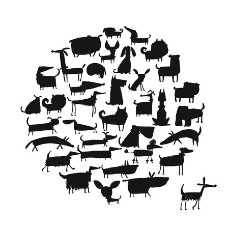 Cute dogs collection, sketch for your designのイラスト素材