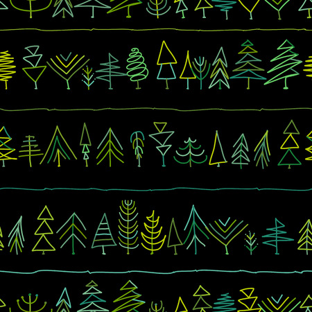 Seamless pattern with trees, sketch for your design. Vector illustrationのイラスト素材