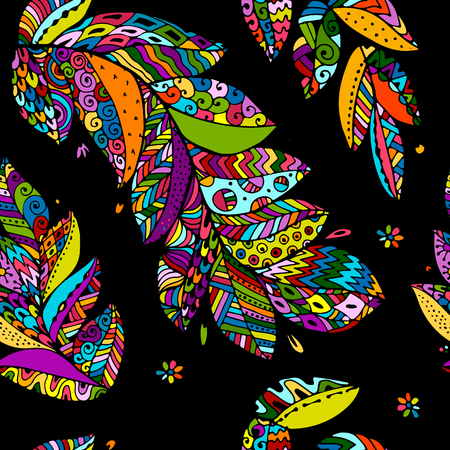 Feathers, seamless pattern for your design. Vector illustrationの写真素材