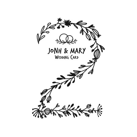 Floral number two. Vector illustrationのイラスト素材