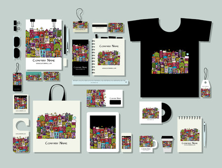 Corporate flat mock-up template, abstract background. Vector illustrationのイラスト素材