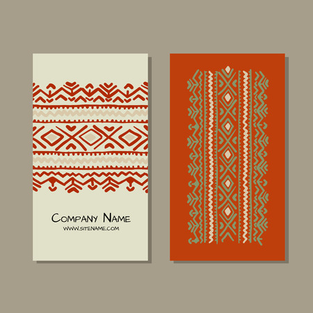 Business cards design, folk ornament. Vector illustrationのイラスト素材