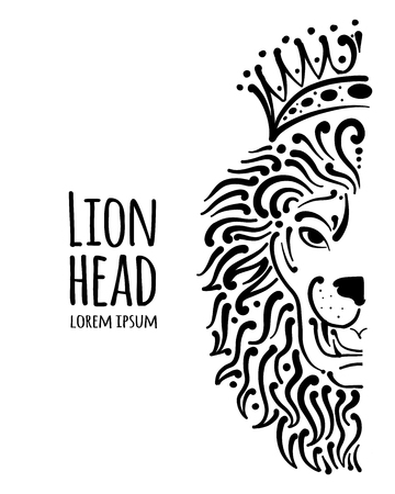 Lion face logo, sketch for your designのイラスト素材