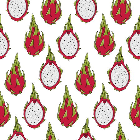 Dragonfruits, seamless pattern for your design. Vector illustrationのイラスト素材