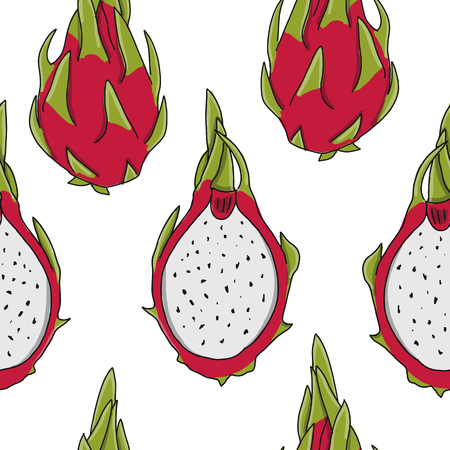Dragonfruits, seamless pattern for your design. Vector illustrationのイラスト素材