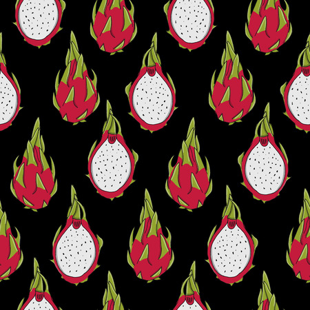 Dragonfruits, seamless pattern for your design. Vector illustrationのイラスト素材