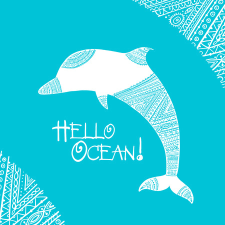 Dolphin ornate logo, sketch for your designのイラスト素材