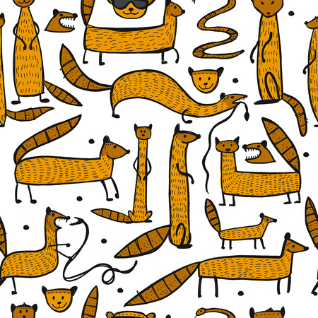 Funny mongooses, seamless pattern for your design. Vector illustrationのイラスト素材