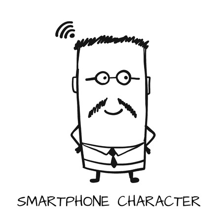 Smartphone character, sketch for your design. Vector illustrationのイラスト素材