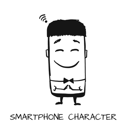 Smartphone character, sketch for your design. Vector illustrationのイラスト素材