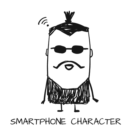 Smartphone character, sketch for your design. Vector illustrationのイラスト素材