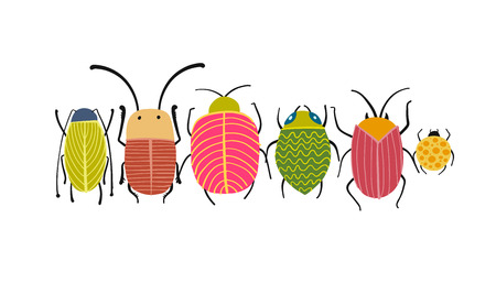 Funny beetles, bugs character for your designのイラスト素材