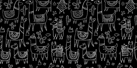 Cute lamas, seamless pattern for your design. Vector illustrationのイラスト素材