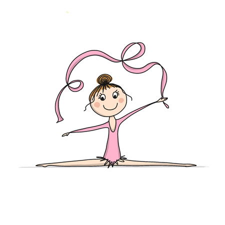 Rhytmic gymnastic. Cute girl, sketch for your design. Vector illustrationのイラスト素材