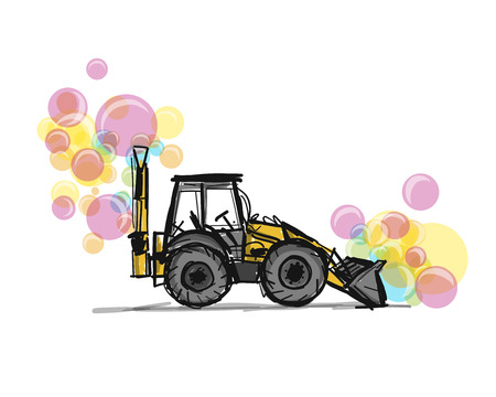 Escavator, sketch for your design. Vector illustrationのイラスト素材