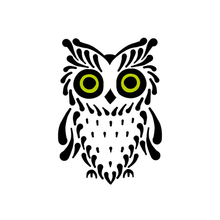 Cute owl logo, black silhouette for your designのイラスト素材