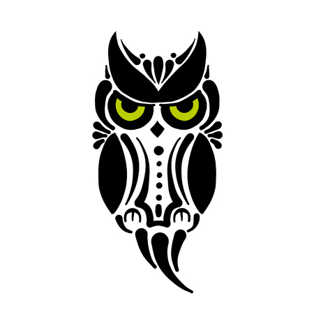 Cute owl logo, black silhouette for your designのイラスト素材