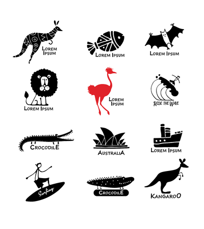 Australia icons set, sketch for your designのイラスト素材