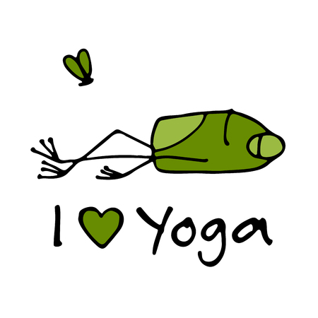 Funny yoga frog, sketch for your designのイラスト素材
