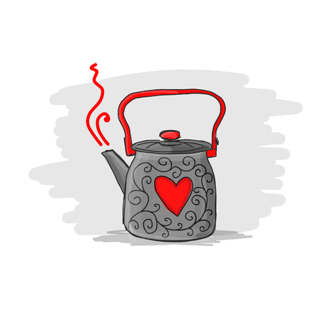 Retro teapot, old styleのイラスト素材