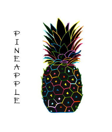 Pineapple colorful, sketch for your design. Vector illustrationのイラスト素材