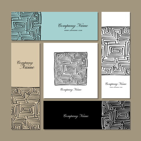Business cards design, labyrinth square. Vector illustrationのイラスト素材