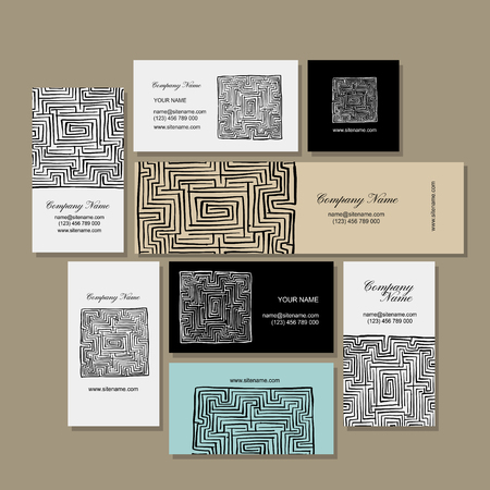 Business cards design, labyrinth square. Vector illustrationのイラスト素材