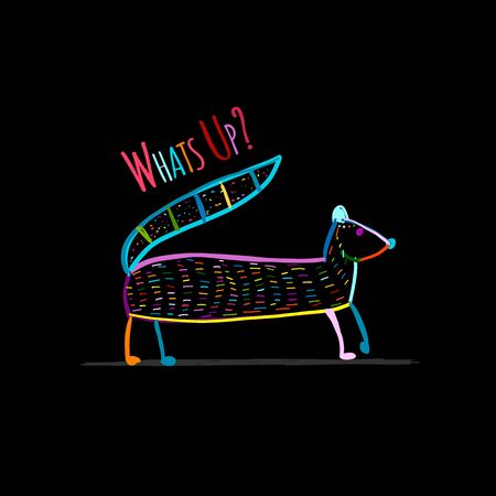 Funny mongoose colorful on black, sketch for your design. Vector illustrationのイラスト素材