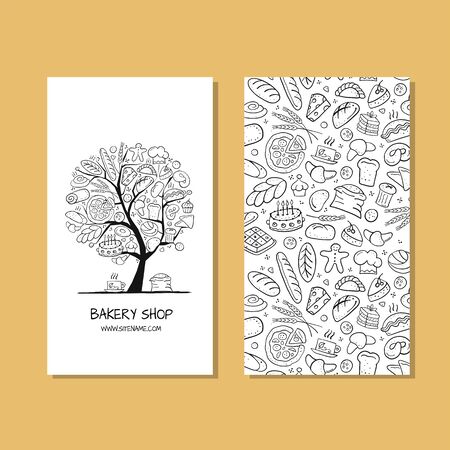 Business cards, design idea for bakery company. Vector illustrationのイラスト素材