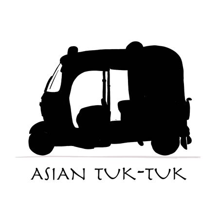 Tuktuk, motorbike asian taxi. Sketch for your design. Vector illustrationのイラスト素材