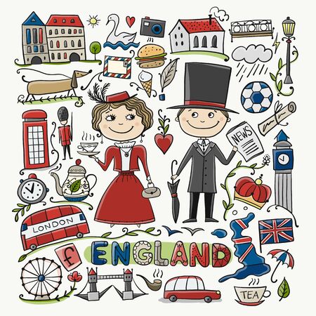 Travel to England. Greeting card for your designのイラスト素材