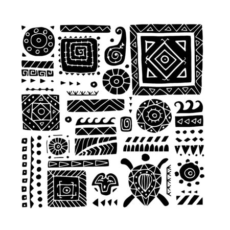 Ethnic handmade ornament for your design. Polynesian styleのイラスト素材