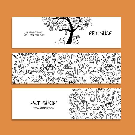 Pet shop collection, banners designのイラスト素材