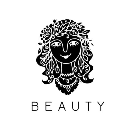 Beauty salon, spa logo. Female faceのイラスト素材