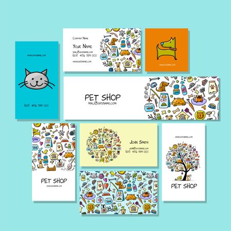 Pet shop, business cards designのイラスト素材
