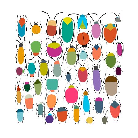 Funny beetles collection for your designのイラスト素材