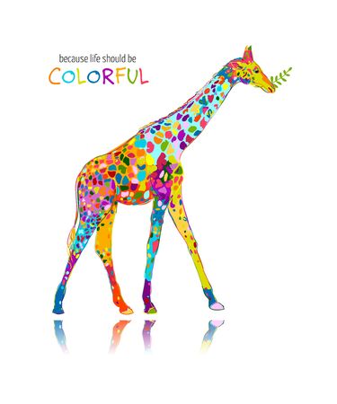 Colorful giraffe, sketch for your designのイラスト素材