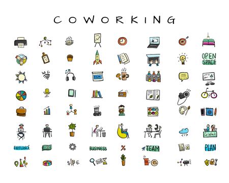 Coworking space, icons set for your designのイラスト素材