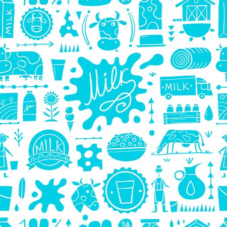 Milk farm, seamless pattern for your designのイラスト素材