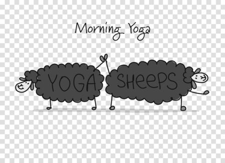Funny sheep doing yoga, sketch for your designのイラスト素材