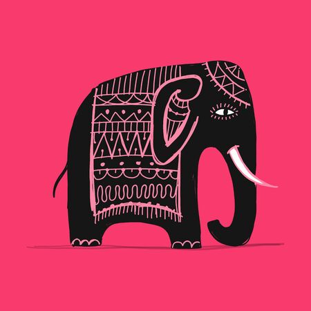 Cute elephant, sketch for your designのイラスト素材