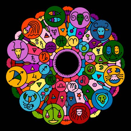 Zodiacal circle with astrology signs for your design